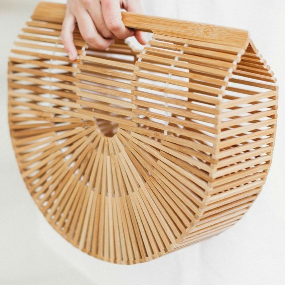 Half moon bamboo handbags ladies